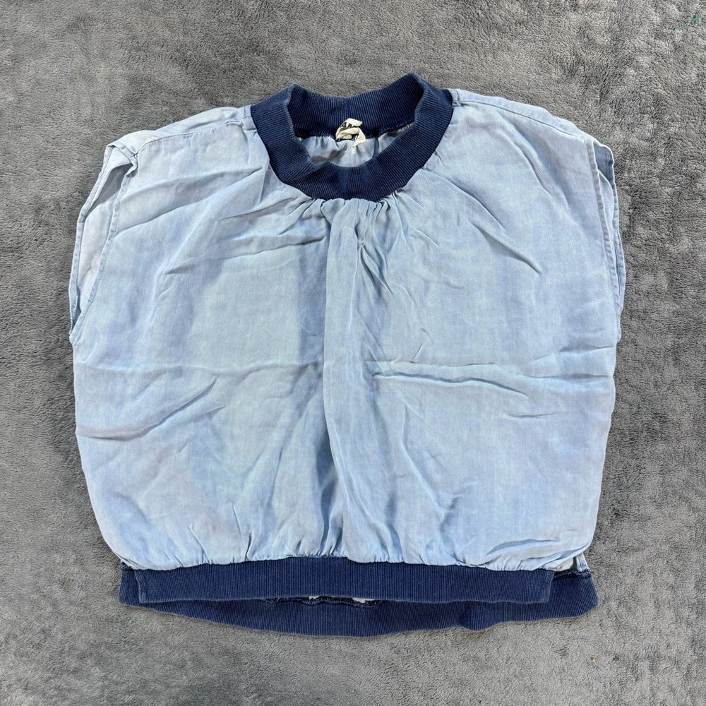 Amadi Anthropologie Sleevless Blouse Chambrar Career Wear Coastal Preppy